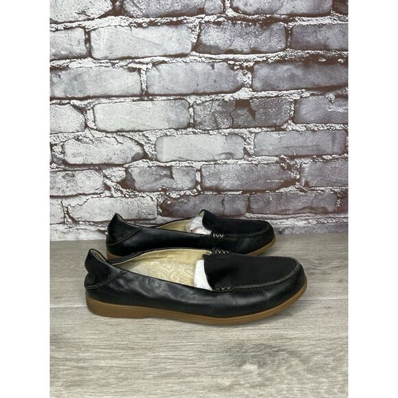 OluKai Kiele Black Leather Loafer Convertible Slip On Flats Shoes Women 9M US/39 - Picture 11 of 16